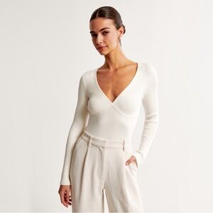 long-sleeve v-neck sweater bodysuit